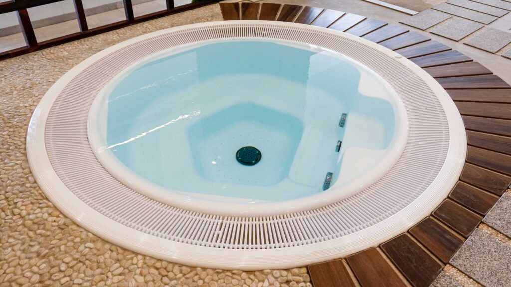high angle view in clean water hot tub.