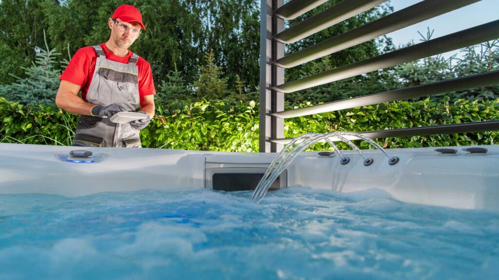 Hot Tub Jacuzzi Installer Testing SPA.