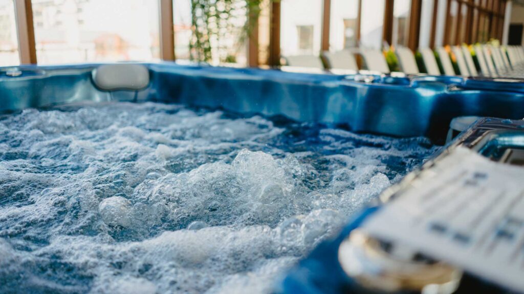fresh bubbly water in a hot tub.