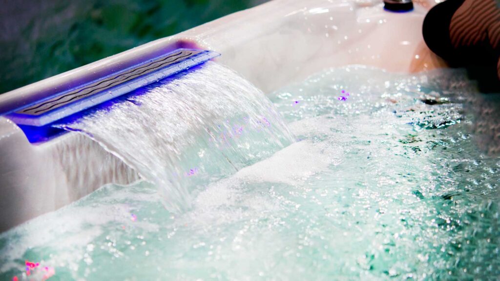 hot tub in water installation.