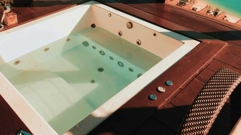jacuzzi hot tub Slow Water Flow in wooden floor.