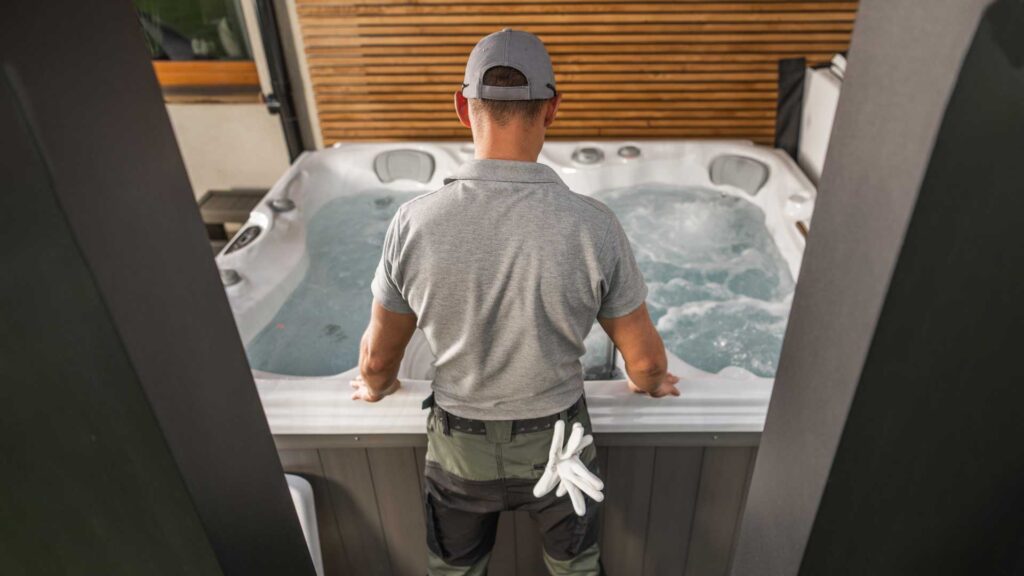 spa technician finding the leaks.