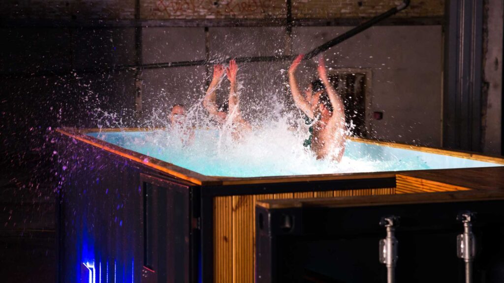 people having fun in a hot tub.