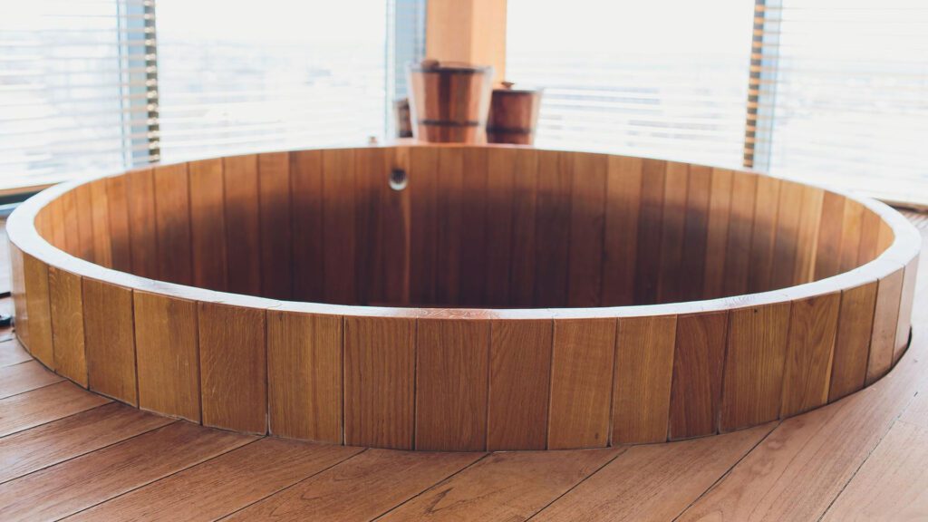 swim spa partially above the ground