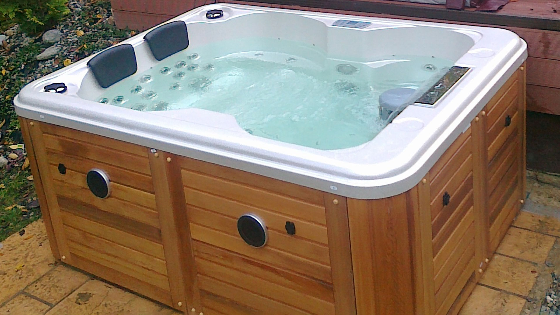 outdoor hot tub filled with water